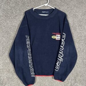 Vintage Nautica Sweater Mens Large Navy N-I‎ USA Performance Fleece Crewneck 90s